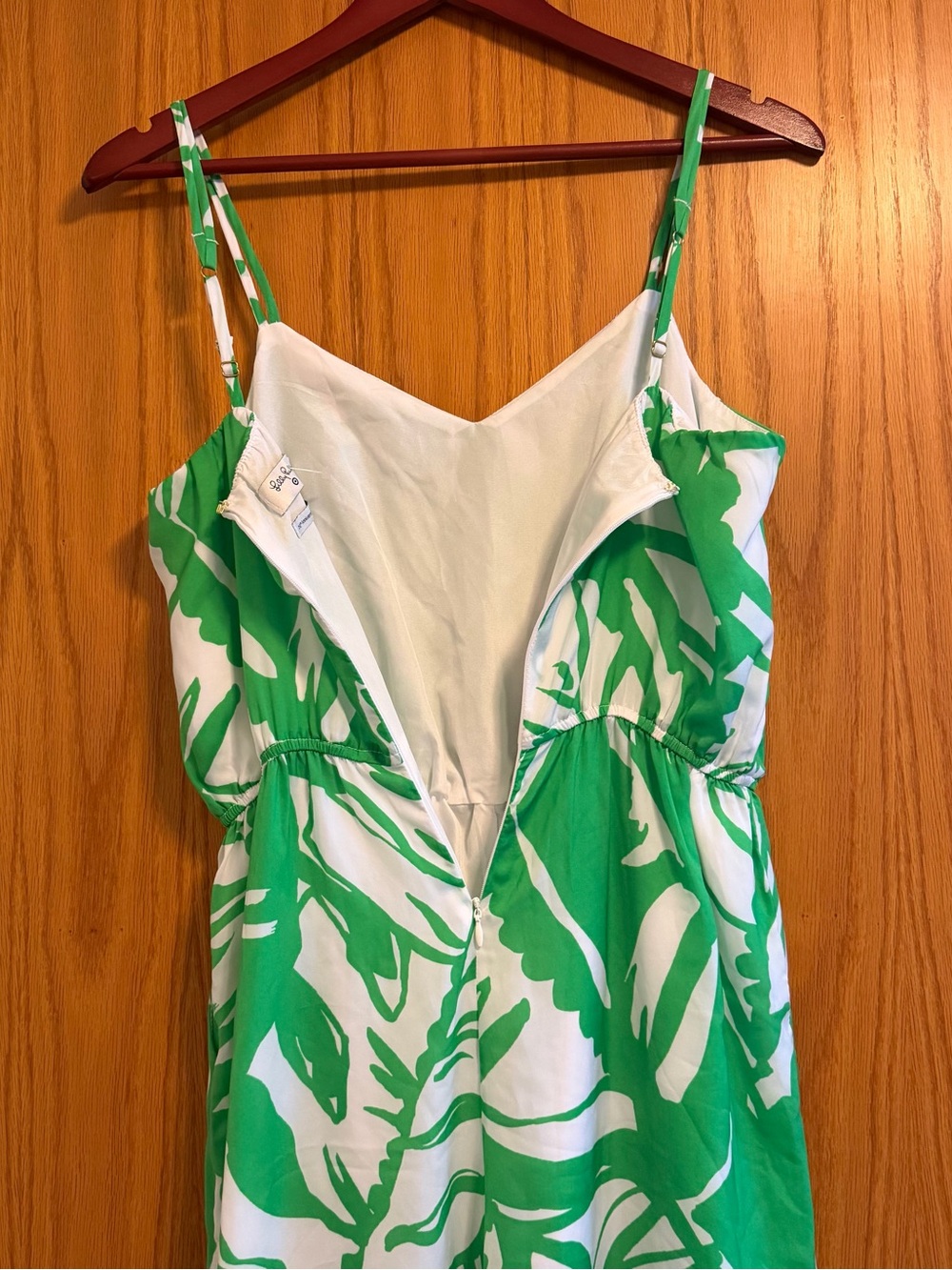Lilly Pulitzer Green and White Tropical-Print Wide-Leg Jumpsuit Size S - Picture 4 of 8